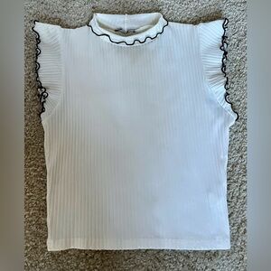 Zara Ruffle Trim Mock Neck Top